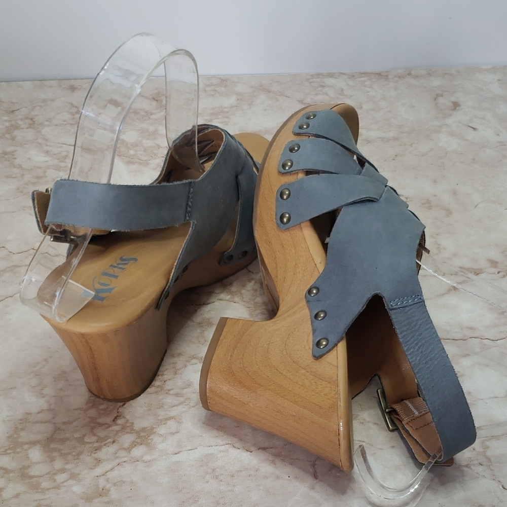 Korks Blue/Gray Women's Platsform Sandals - Picture 6 of 7